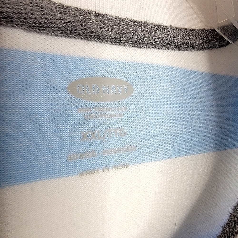 🌶️Old Navy Men’s XXL Short Sleeve Striped Collared Polo w/ Buttoned Neck - Picture 6 of 12